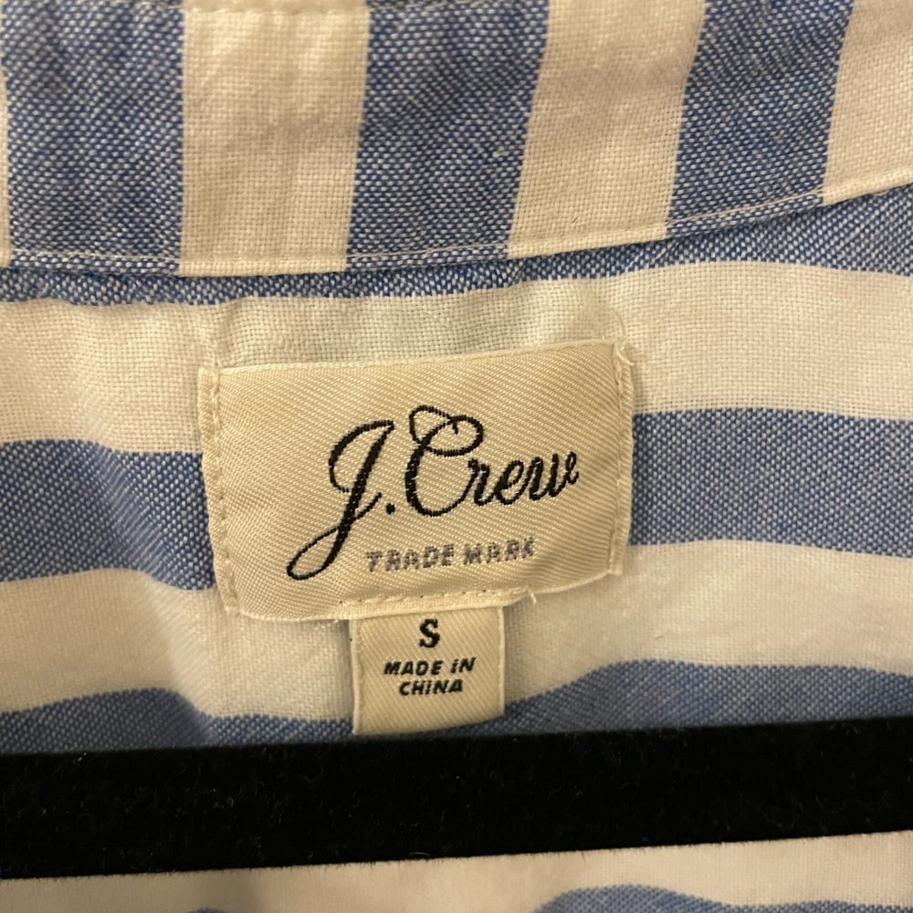 J.Crew Blue & White Striped Tie-Front Button-Up Shirt | Size S - Picture 2 of 6